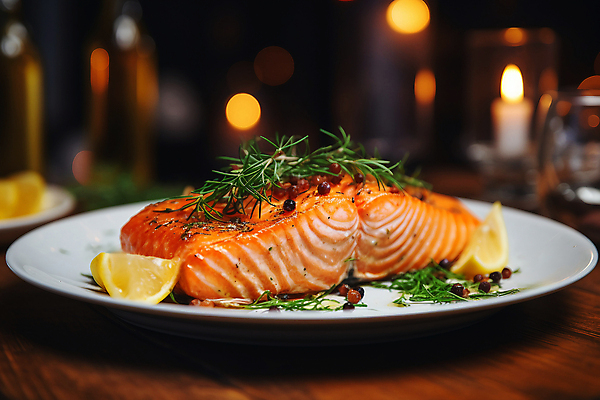 JPG 편집이미지 접시 요리 사람없음 레몬 디지털합성 연어 연어스테이크 연어요리 플레이팅 편집실사 AI포토 AI콘텐츠 식기 음식 과일 어류 스테이크 상차림 CG 파일형식