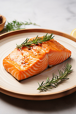 JPG 편집이미지 접시 요리 사람없음 디지털합성 연어 로즈메리 연어스테이크 연어요리 플레이팅 편집실사 AI포토 AI콘텐츠 식기 음식 어류 스테이크 상차림 허브 CG 파일형식