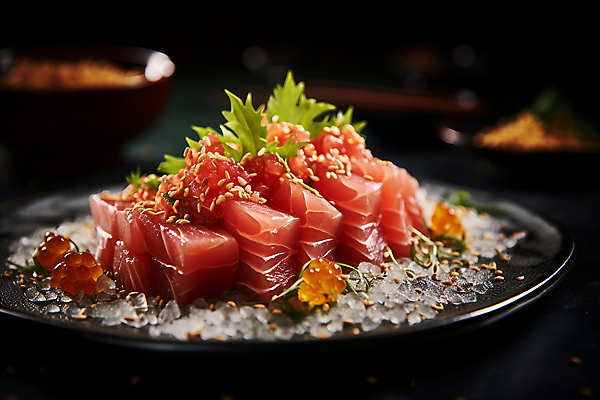 JPG 편집이미지 접시 요리 사람없음 참치 디지털합성 참치회 플레이팅 편집실사 AI포토 AI콘텐츠 식기 어류 생선회 상차림 CG 파일형식