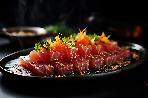 JPG 편집이미지 접시 요리 사람없음 참치 디지털합성 참치회 플레이팅 편집실사 AI포토 AI콘텐츠 식기 어류 생선회 상차림 CG 파일형식