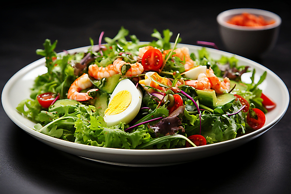 JPG 편집이미지 접시 방울토마토 새우 사람없음 계란 샐러드 신선 아보카도 건강식 쉬림프샐러드 편집실사 AI포토 AI콘텐츠 식기 음식 토마토 과일 갑각류 알 CG 파일형식