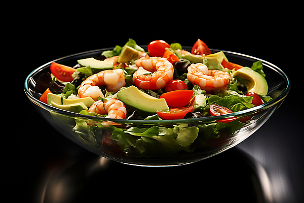 JPG 편집이미지 그릇 방울토마토 새우 사람없음 샐러드 신선 아보카도 건강식 쉬림프샐러드 편집실사 AI포토 AI콘텐츠 식기 음식 토마토 과일 갑각류 CG 파일형식