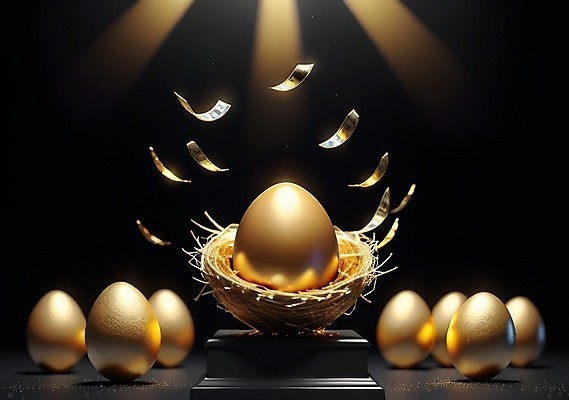 JPG 편집이미지 지폐 이벤트 사람없음 빛 계란 금색 행운 황금 둥지 황금알 당첨 흩날리기 편집실사 AI컴퓨터그래픽 AI콘텐츠 컬러 컨셉 돈 모션 알 CG 파일형식