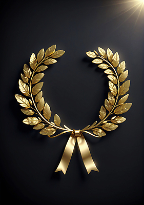 JPG 편집이미지 리본 이벤트 사람없음 빛 화관 금색 우승 황금 영광 시상 시상식 월계수 편집실사 AI컴퓨터그래픽 AI콘텐츠 꽃 감정 컬러 최고 CG 파일형식