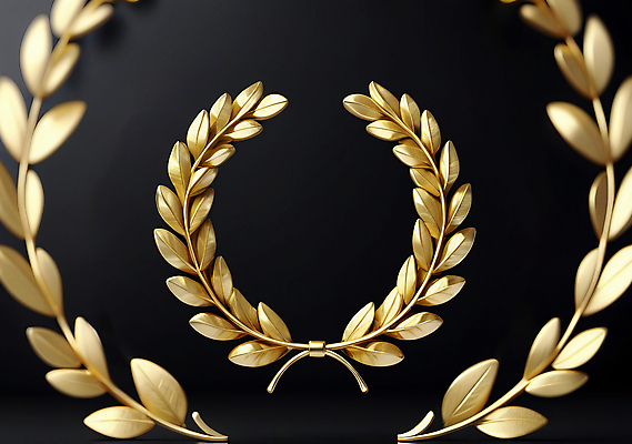 JPG 편집이미지 이벤트 사람없음 화관 금색 우승 황금 영광 시상 시상식 월계수 편집실사 AI컴퓨터그래픽 AI콘텐츠 꽃 감정 컬러 최고 CG 파일형식