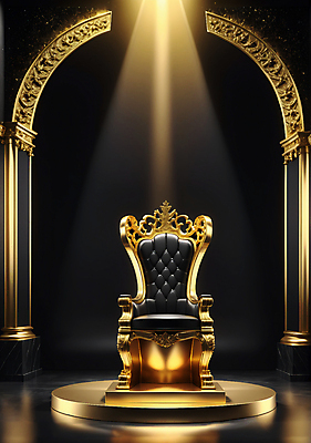 JPG 편집이미지 의자 이벤트 사람없음 빛 금색 앤티크 우승 황금 스포트라이트 영광 시상 시상식 왕좌 편집실사 AI컴퓨터그래픽 AI콘텐츠 감정 컬러 가구 최고 CG 파일형식