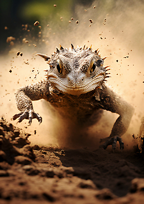 JPG 편집이미지 한마리 모래 파충류 자연 사람없음 야외 달리기 흙 도마뱀 흙먼지 편집실사 AI포토 AI콘텐츠 동물 1 모션 CG 생태계 먼지 파일형식