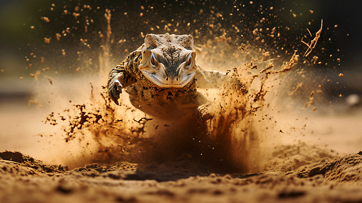 JPG 편집이미지 한마리 모래 파충류 자연 사람없음 야외 달리기 흙 도마뱀 흙먼지 편집실사 AI포토 AI콘텐츠 동물 1 모션 CG 생태계 먼지 파일형식