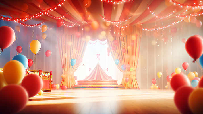 JPG 편집이미지 조명 사람없음 공간 무대 커튼 서커스 극장 풍선 편집실사 AI포토 AI콘텐츠 CG 파일형식