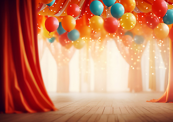 JPG 편집이미지 사람없음 반짝임 공간 무대 커튼 서커스 극장 풍선 편집실사 AI포토 AI콘텐츠 모션 CG 파일형식