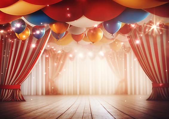 JPG 편집이미지 사람없음 반짝임 공간 무대 커튼 서커스 극장 풍선 편집실사 AI포토 AI콘텐츠 모션 CG 파일형식
