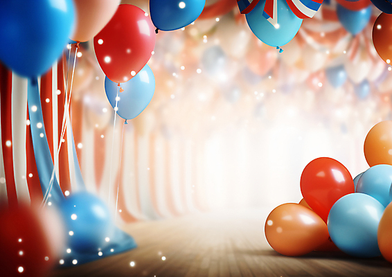 JPG 편집이미지 사람없음 반짝임 공간 무대 커튼 서커스 극장 풍선 편집실사 AI포토 AI콘텐츠 모션 CG 파일형식