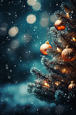 JPG 편집이미지 백그라운드 크리스마스 겨울 사람없음 반짝임 크리스마스트리 눈 보케 오너먼트 편집실사 AI포토 AI콘텐츠 자연요소 계절 기념일 크리스마스장식 모션 날씨 CG 파일형식