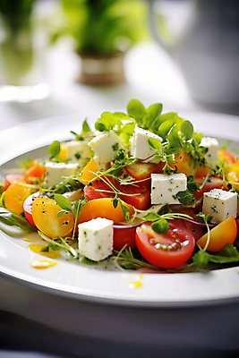 JPG 편집이미지 접시 토마토 사람없음 샐러드 애피타이저 디지털합성 건강식 두부샐러드 편집실사 AI포토 AI콘텐츠 식기 음식 채소 CG 파일형식