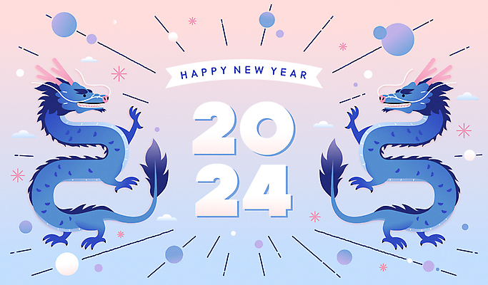 구름 포스터 리본 분홍색 두마리 일러스트 새해 타이포그라피 사람없음 파란색 용띠 원형 연하장 용캐릭터 해피뉴이어 그라데이션 청룡 2024년 갑진년 청룡캐릭터 국내일러스트 일러캐릭터 AI파일 자연요소 도형 문자 캐릭터 컬러 2 카드_감사 새해인사 십이지신 용 연도 파일형식 벡터 사방신