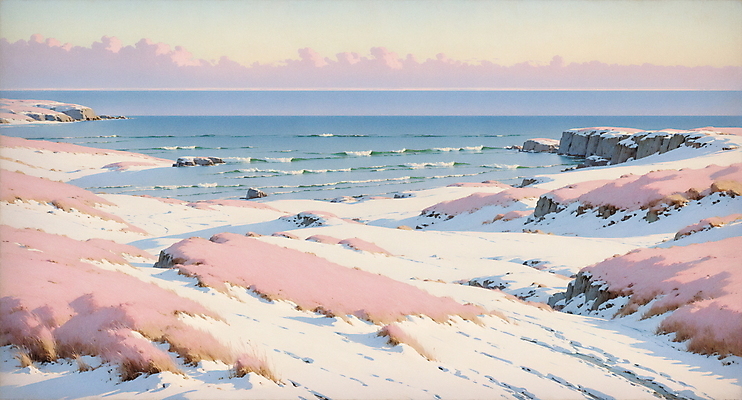 JPG 구름 바다 겨울 일러스트 자연 하늘 풍경 사람없음 고요 시골 목가 국내일러스트 AI일러스트 AI콘텐츠 자연요소 계절 생태계 파일형식