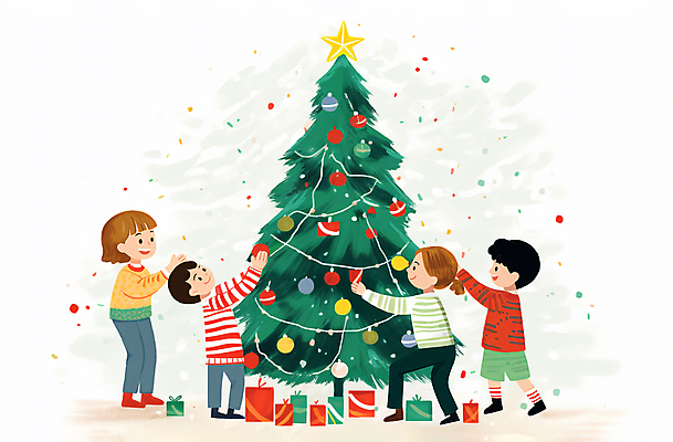 전신 PSD 여자 남자 행복 별 어린이 크리스마스 겨울 일러스트 소녀 이벤트 소년 여러명 친구 선물상자 크리스마스트리 파티 꾸미기 어린이만 오너먼트 국내일러스트 자연요소 계절 기념일 감정 다수 크리스마스장식 관계 선물 사람 상자 파일형식