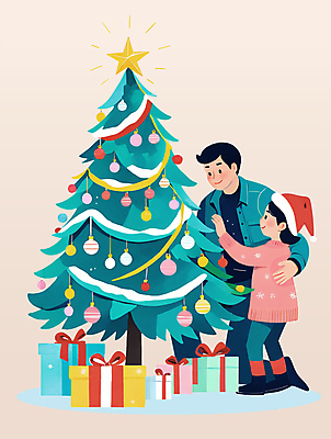 전신 PSD 여자 남자 행복 별 어린이 겨울 일러스트 안기 소녀 이벤트 성인 두명 선물상자 크리스마스트리 파티 아빠 꾸미기 오너먼트 부녀 국내일러스트 자연요소 계절 딸 감정 크리스마스장식 크리스마스 가족 모션 선물 사람 상자 파일형식