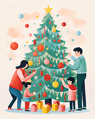 전신 PSD 여자 남자 행복 별 어린이 겨울 일러스트 엄마 서기 소녀 이벤트 소년 여러명 성인 선물상자 크리스마스트리 파티 아빠 꾸미기 오너먼트 국내일러스트 자연요소 계절 감정 다수 크리스마스장식 크리스마스 가족 모션 선물 사람 상자 파일형식