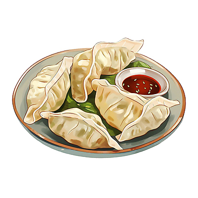 PSD 접시 음식 일러스트 사람없음 겨울간식 간장 종지 깨 딤섬 만두피 교자만두 국내일러스트 그릇 식기 식재료 디저트 중식 양념 조미료 만두 파일형식