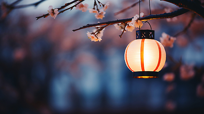 JPG 편집이미지 꽃 조명 사람없음 야외 나뭇가지 등불 저녁 디지털합성 편집실사 AI포토 AI콘텐츠 나무 식물 야간 CG 파일형식