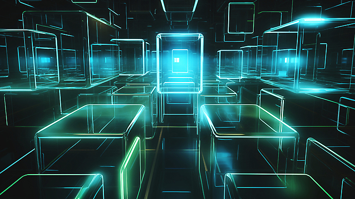 JPG 편집이미지 선 미래 사람없음 초록색 빛 디지털 사각형 큐브 디지털합성 네온 지오메트릭 편집소스 이미지편집 편집실사 AI컴퓨터그래픽 AI콘텐츠 도형 컬러 컨셉 CG 파일형식