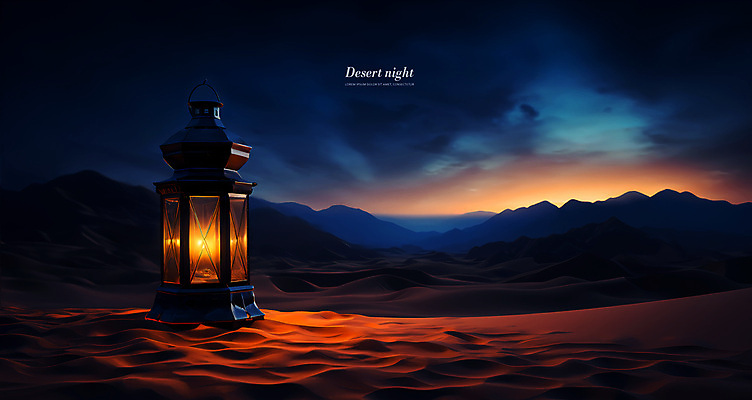 PSD 편집이미지 풍경 사람없음 빛 어둠 사막 랜턴 분위기 야간 카피스페이스 이미지편집 자연요소 컨셉 조명 공백 파일형식