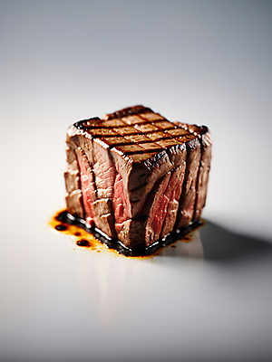 JPG 편집이미지 음식 육류 스테이크 사람없음 신선 소스 큐브 디지털합성 덩어리 편집소스 편집실사 AI컴퓨터그래픽 AI콘텐츠 식재료 서양음식 양념 CG 파일형식