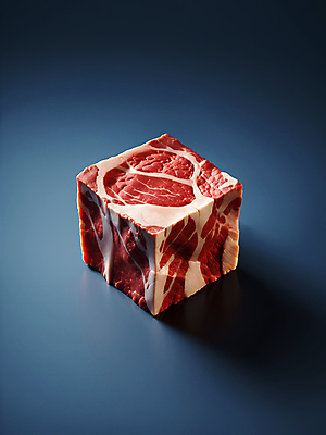 JPG 편집이미지 음식 생고기 육류 사람없음 신선 큐브 디지털합성 덩어리 편집소스 남색배경 편집실사 AI컴퓨터그래픽 AI콘텐츠 백그라운드 식재료 남색 CG 파일형식