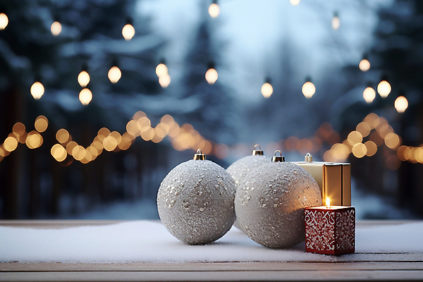 JPG 편집이미지 백그라운드 크리스마스 겨울 초 사람없음 장식볼 분위기 보케 빛망울 오너먼트 편집실사 AI포토 AI콘텐츠 계절 기념일 컨셉 크리스마스장식 장식 빛 CG 파일형식