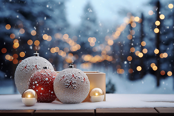 JPG 편집이미지 백그라운드 크리스마스 겨울 초 사람없음 장식볼 눈 분위기 보케 빛망울 오너먼트 편집실사 AI포토 AI콘텐츠 자연요소 계절 기념일 컨셉 크리스마스장식 날씨 장식 빛 CG 파일형식