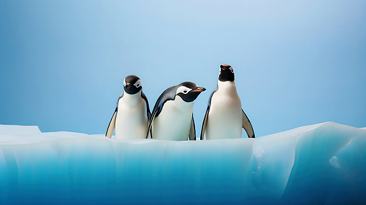 JPG 편집이미지 백그라운드 세마리 사람없음 남극 펭귄 빙하 편집실사 AI포토 AI콘텐츠 조류 3 극지방 CG 파일형식