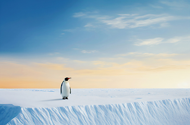 JPG 편집이미지 한마리 백그라운드 사람없음 남극 펭귄 빙하 편집실사 AI포토 AI콘텐츠 1 조류 극지방 CG 파일형식