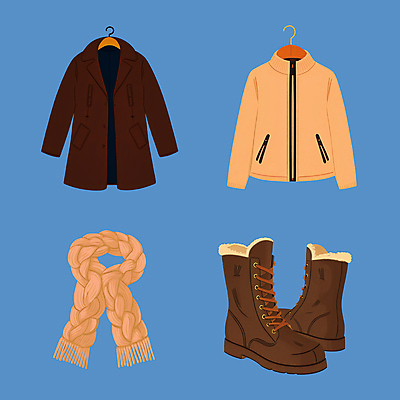 PSD 패션 겨울 일러스트 부츠 따뜻함 사람없음 갈색 목도리 점퍼 재킷 코트 옷걸이 오브젝트 겨울옷 국내일러스트 잡화 옷 계절 컬러 신발 외투 파일형식