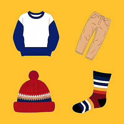 PSD 패션 겨울 일러스트 바지 양말 털모자 따뜻함 사람없음 컬러풀 줄무늬 스웨터 오브젝트 니트 겨울옷 노란배경 국내일러스트 모자_잡화 옷 계절 컬러 백그라운드 상의 무늬 하의 노란색 파일형식