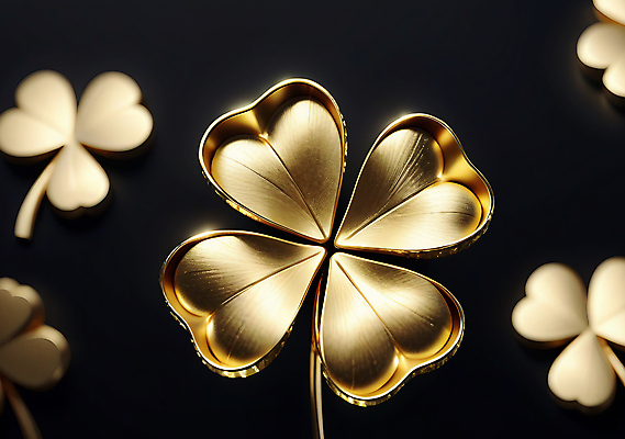 JPG 편집이미지 이벤트 사람없음 금색 행운 황금 네잎클로버 클로버 오브젝트 세잎클로버 편집실사 AI컴퓨터그래픽 AI콘텐츠 식물 컬러 컨셉 CG 파일형식