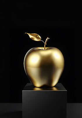 JPG 편집이미지 이벤트 사람없음 금색 행운 황금 사과 오브젝트 황금사과 편집실사 AI컴퓨터그래픽 AI콘텐츠 컬러 컨셉 과일 CG 파일형식