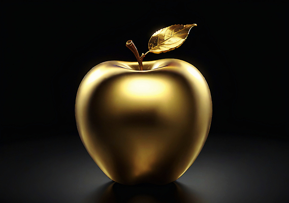 JPG 편집이미지 이벤트 사람없음 금색 행운 황금 사과 오브젝트 황금사과 편집실사 AI컴퓨터그래픽 AI콘텐츠 컬러 컨셉 과일 CG 파일형식