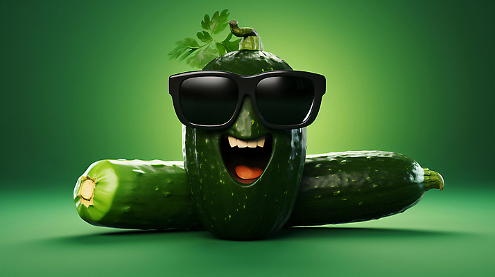 JPG 편집이미지 캐릭터 채소 의인화 사람없음 초록색 선글라스 신선 채소캐릭터 이미지편집 편집실사 AI컴퓨터그래픽 AI콘텐츠 안경 컬러 CG 파일형식