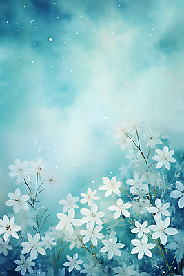 JPG 백그라운드 잎 겨울 일러스트 수채화 눈꽃 꽃나무 사람없음 파란색 눈 국내일러스트 AI일러스트 AI콘텐츠 자연요소 나무 식물 계절 꽃 컬러 날씨 눈_날씨 파일형식