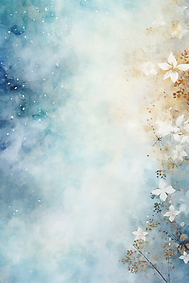 JPG 꽃 백그라운드 잎 겨울 일러스트 수채화 사람없음 파란색 나뭇가지 눈 국내일러스트 AI일러스트 AI콘텐츠 자연요소 나무 식물 계절 컬러 날씨 파일형식