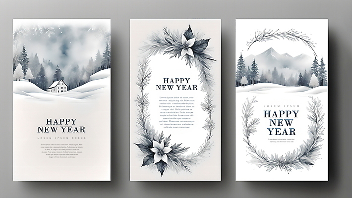 PSD 나무 편집이미지 꽃 잎 겨울 새해 산 주택 프레임 사람없음 설원 축하 남색 연하장 디지털합성 해피뉴이어 편집소스 이미지편집 카드프레임 식물 계절 컬러 컨셉 카드_감사 눈_날씨 건물 새해인사 파일형식