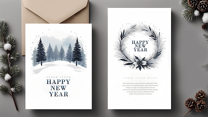 PSD 나무 편집이미지 꽃 잎 겨울 새해 프레임 사람없음 축하 남색 연하장 디지털합성 해피뉴이어 편집소스 이미지편집 카드프레임 식물 계절 컬러 컨셉 카드_감사 새해인사 파일형식