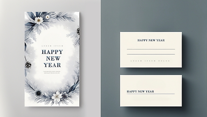 PSD 편집이미지 꽃 잎 겨울 새해 프레임 사람없음 축하 남색 연하장 디지털합성 솔방울 해피뉴이어 편집소스 이미지편집 카드프레임 식물 계절 컬러 컨셉 카드_감사 새해인사 파일형식