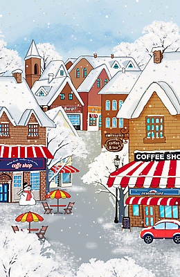 PSD 나무 가로등 일러스트 자동차 눈사람 사람없음 건물 마을 카페 파라솔 야외테이블 눈내림 카페거리 겨울풍경 눈덮임 국내일러스트 식물 건축물 공공시설 육상교통 컨셉 겨울 탁자 거리 눈_날씨 풍경 상점 파일형식