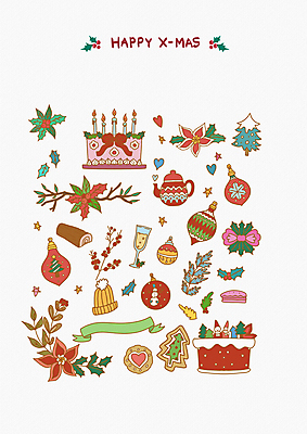 PSD 나무 꽃 리본 잎 크리스마스 일러스트 주전자 사람없음 쿠키 케이크 나뭇가지 샴페인 통나무 손그림 비니 마카롱 포인세티아 엘리먼트 트리모양 호랑가시나무열매 진저쿠키 오너먼트 아기자기 국내일러스트 모양 식물 모자_잡화 기념일 열매 컨셉 크리스마스장식 주방용품 디저트 주류 크리스마스트리 파일형식