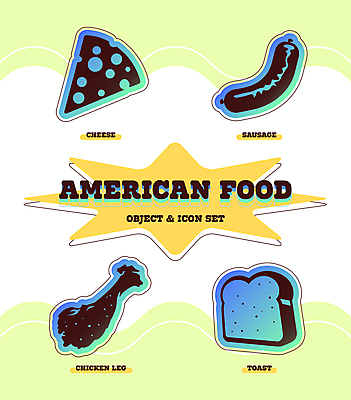 아이콘 디자인 스티커 치즈 서양음식 사람없음 치킨 프라이드치킨 소시지 식빵 토스트 닭다리 2D아이콘 AI파일 음식 빵 유제품 가공식품 닭고기요리 파일형식 벡터