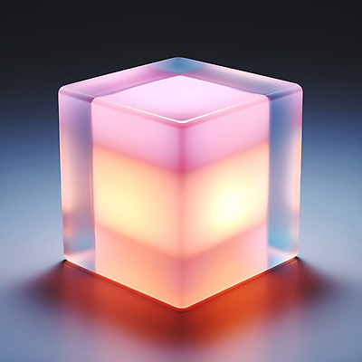 JPG 편집이미지 조명 사람없음 빛 큐브 입체 디지털합성 오브젝트 정사각형 반투명 실리콘 입체도형 편집소스 이미지편집 편집실사 AI컴퓨터그래픽 AI콘텐츠 도형 CG 파일형식