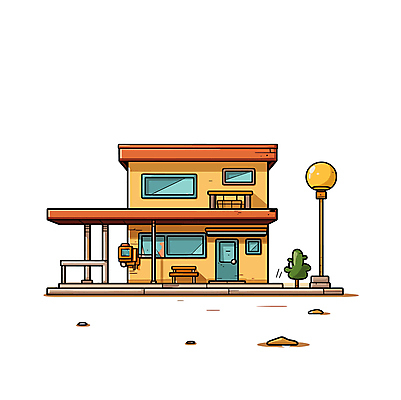 나무 가로등 일러스트 부동산 주택 사람없음 건물 만화 디지털합성 카툰스타일 국내일러스트 AI파일 식물 건축물 공공시설 재산 파일형식 벡터