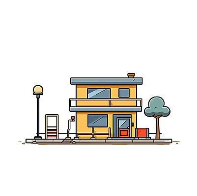 나무 가로등 일러스트 부동산 주택 사람없음 건물 만화 디지털합성 카툰스타일 국내일러스트 AI파일 식물 건축물 공공시설 재산 파일형식 벡터